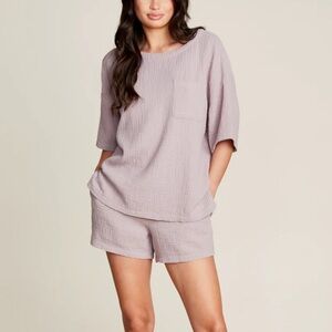 Barefoot Dreams Malibu Collection Sun Soaked Crinkle Cotton Shorts Size S NWT